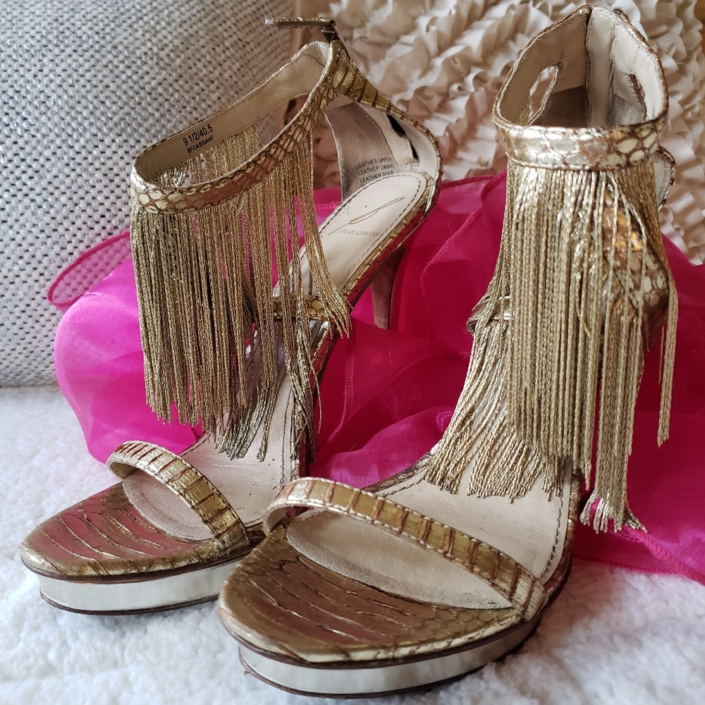 Brian Atwood Gold Fringe Sexy Heels So Unique!!